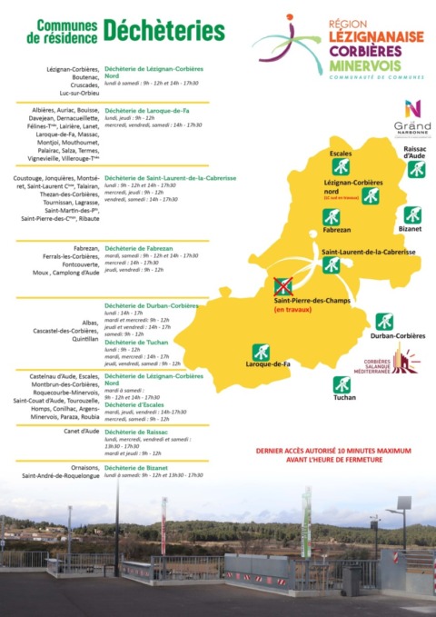 Carte des déchèteries pour votre commune de résidence Carte des déchèteries pour votre commune de résidence