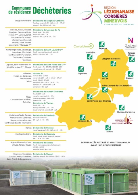 Carte des déchèteries pour votre commune de résidence Carte des déchèteries pour votre commune de résidence