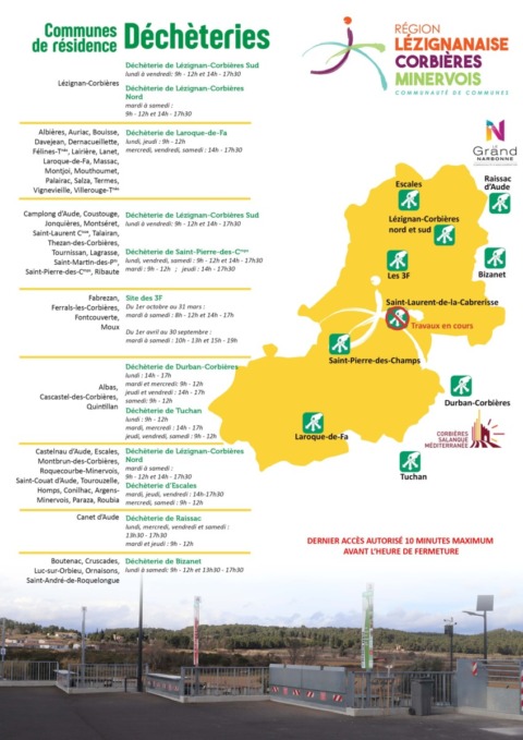 Carte des déchèteries pour votre commune de résidence Carte des déchèteries pour votre commune de résidence