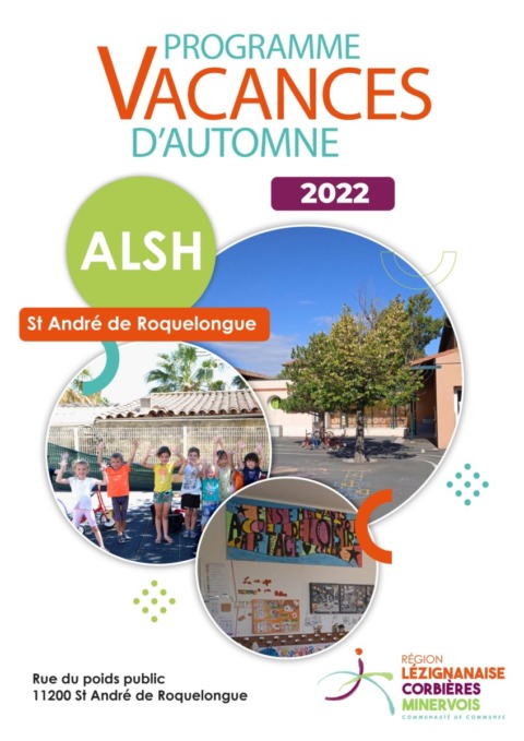 ALSH de St André de Roquelonge - Programme des vacances d'octobre 2022 ALSH de St André de Roquelonge - Programme des vacances d'octobre 2022