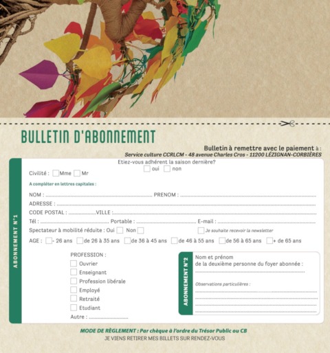 Bulletin d’abonnement Saison culturelle 2024-2025