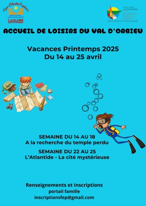 Programme des vacances d’avril – Accueil de loisirs de Lagrasse Programme des vacances d’avril – Accueil de loisirs de Lagrasse