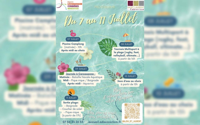 Programme des vacances d’été – AJSH de St Laurent – 1ère semaine de Juillet