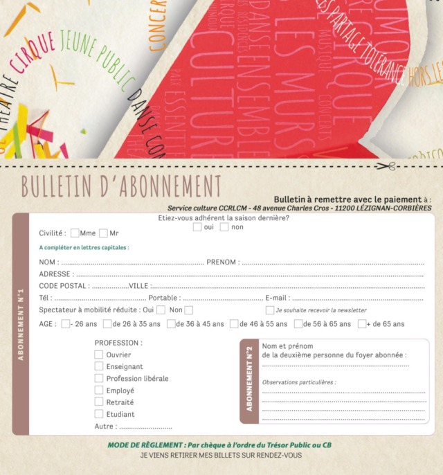 Bulletin d’abonnement 2025-2026