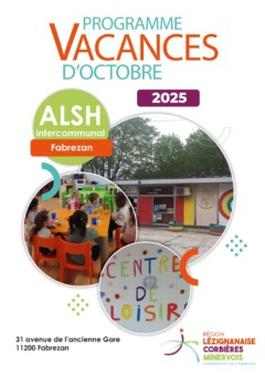 Programme des vacances d’Octobre – ALSH de Fabrezan