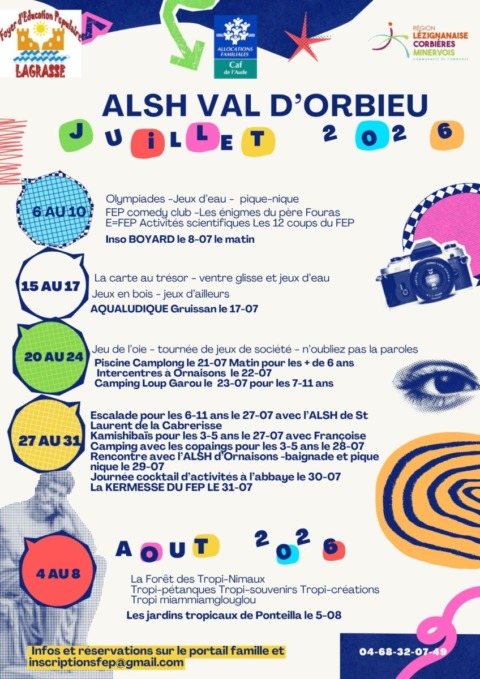 Programme des vacances d’été – ALSH du Val d’Orbieu Programme des vacances d’été – ALSH du Val d’Orbieu