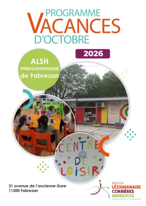 Programme de l’ALSH de Fabrezan – Vacances d’octobre Programme de l’ALSH de Fabrezan – Vacances d’octobre